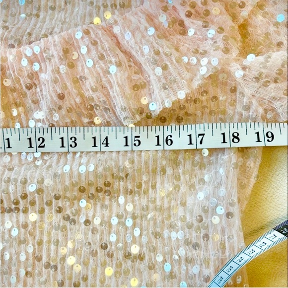 Zara Petal Pink Sequin Ruffle Blouse Medium Party Date Holidays - Picture 6 of 8